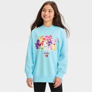Care Bears x Sanrio Hello Kitty Pullover Sweatshirt V-Neck Light Blue XL